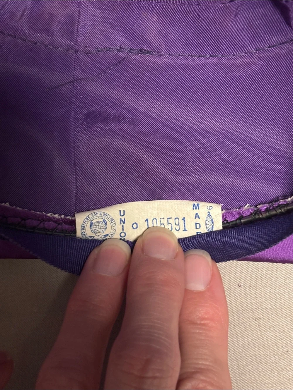 Vintage satin floral hat violet color